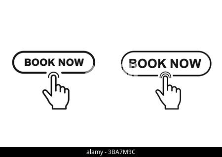 Book now button vector graphic design, call to action element for websites Stock Vector
