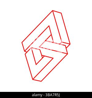 Impossible shapes. Line design. Isolated on a white background. Vector illustration. Optical illusion objects. Optical art. Logo.  Stock Vector