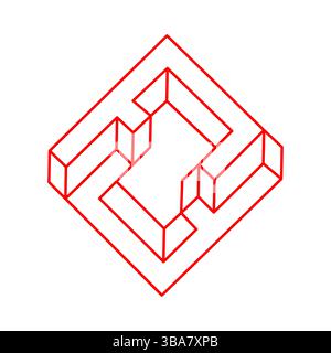 Impossible shapes. Web design elements. Optical Illusion objects. Line design.  Stock Vector