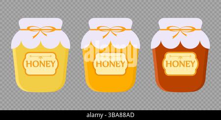 Set of honey jars. Dark and light honey Stock Vector