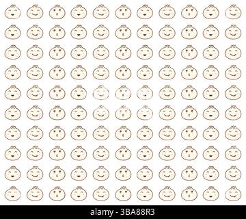 Cute Dumplings Emojis Pattern Stock Vector