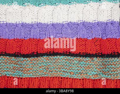 Knitted multicoloured texture. Background knitted product close-up Stock Photo