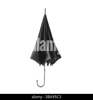 Black folded retro umbrella on a white background Stock Photo