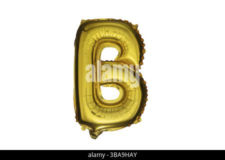 Gold inflatable letter R against a white background Stock Photo - Alamy