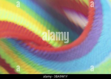 Abstract blurred background of rainbow stripes made of fabric Stock Photo