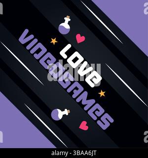 Love videogames layout. Vector illustration Stock Vector