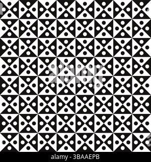 Black triangles and circles seamless pattern. Black white simple geometric background Stock Vector