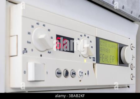 German error message on the control unit of a condensing gas boiler Stock Photo