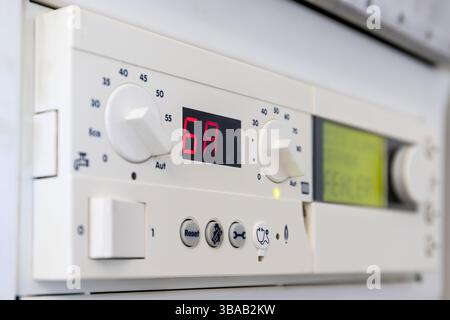 German error message on the control unit of a condensing gas boiler Stock Photo