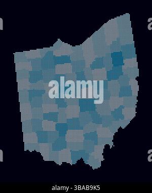 Square dots pattern map of Ohio. Dotted pixel map with flag isolated on ...