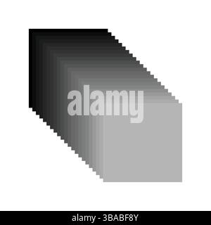 3D wireframe grayscale blend square tunnel, geometric design. Abstract perspective grid. Vector template illustration. Stock Vector