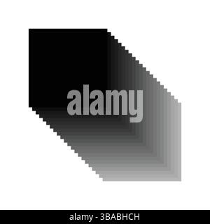 3D wireframe grayscale blend square tunnel, geometric design. Abstract perspective grid. Vector template illustration. Stock Vector
