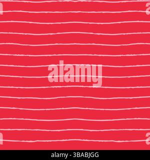 Red striped seamless pattern with hand drawn pencil textured lines. Fun background with sketchy scribble stripes in red and pink colors. Bright Stock Vector
