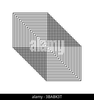 Square line tunnel, illusion optical pattern, square tunnel shape. Vector template illustration. Stock Vector