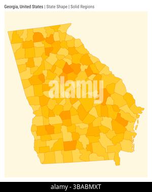 Georgia, United States. Simple vector map. State shape. Solid regions style. Border of Georgia. Vector illustration. Stock Vector