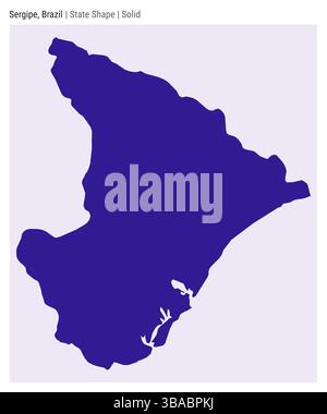 Sergipe, Brazil. Simple vector map. State shape. Solid style. Border of Sergipe. Vector illustration. Stock Vector