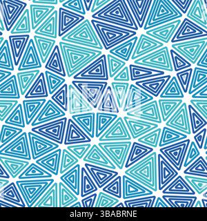 Geometric template background. Multiple repeated inner triangles. Medium triangles size. Multiple colors style. Seamless pattern. Modern vector tiles. Stock Vector