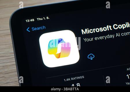 OSTRAVA, CZECHIA - AUGUST 1, 2024: Apple app store with Microsoft Copilot chatbot generative AI mobile application Stock Photo