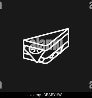Minimalist Sandwich Icon, Simple Black and White Line Art Vector of a Triangular Snack, Modern Monochrome Food Illustration Stock Vector