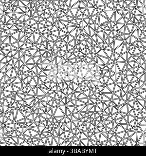 Abstract pattern of triangles. Tiny triangles size. Black and white style. Geometric shapes outlined. Repeatable pattern. Charcoal contrast. Stock Vector