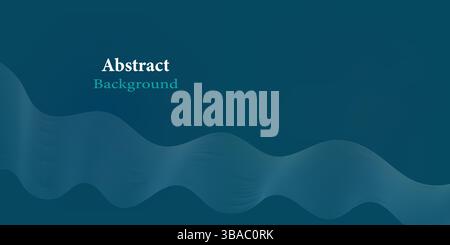 Dark Teal Abstract Background with Fine Wave Lines and Bold Text Design Stock Vector