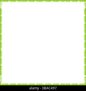 Green Grass empty frame. Trendy botany graphic template. Grass empty frame box. Hand drawn vector illustration isolated on white background Stock Vector