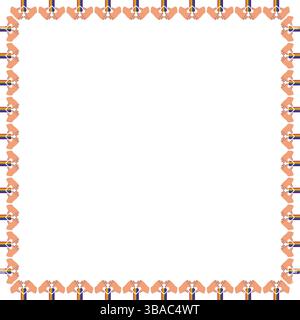 Lovely hearts, valentines day frame. Hand and rainbow lgbt heart template. Celebrate pride month Stock Vector