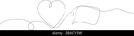 Elegant one line vector illustration of a heart-shaped speech bubble. Perfect for communication, love messages, chat, dating apps, and online Stock Vector