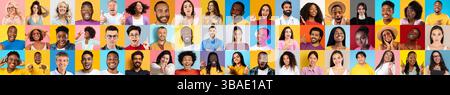 Diverse individuals express joy and connection in vibrant lifestyle portraits Stock Photo