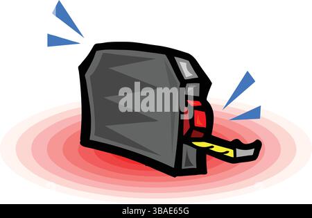 An abstract vector illustration shows a isometric icon with a measuring tape in cartoon style Stock Vector