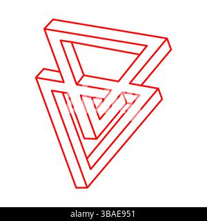 Impossible shapes. Sacred geometry. Optical illusion. Abstract eternal geometric objects. Impossible endless outline triangle. Impossible geometry Stock Vector