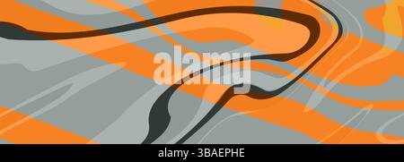 Abstract modern grey and orange wide banner. Colored background with artistic lines. Vector illustration Stock Vector