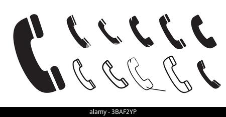 Telephone Handset Icons Set - Vector Call Symbol Collection Stock Vector