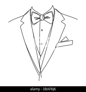 Tie Logo linear silhouette suit. Editable Strokes and lines Necktie Icon, Part of men's clothing in business style. Sketch symbol in a simple style fo Stock Vector
