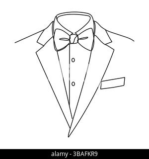 Tie Logo linear silhouette suit. Editable Strokes and lines Necktie Icon, Part of men's clothing in business style. Sketch symbol in a simple style fo Stock Vector