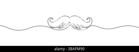 Mustache, moustache one line continuous drawing. Barber shop and hairdresser tools continuous one line illustration. Vector linear illustration. Edita Stock Vector