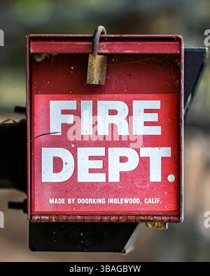 A gate control box for fire department use. Stock Photo