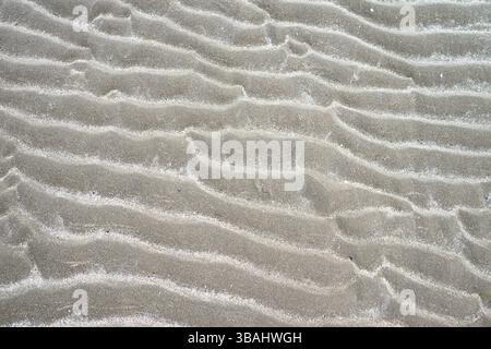 Sand ridges on a beach close up for textures and patterns Stock Photo