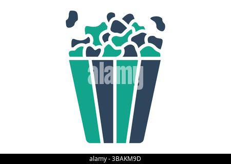 Popcorn icon. solid icon style. icon related to snacks. catering elements vector illustration Stock Vector