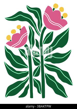 Abstract Floral illustration in Matisse Style Stock Vector