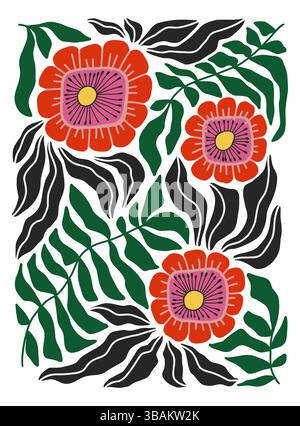 Abstract Floral Composition in Matisse Style Stock Vector