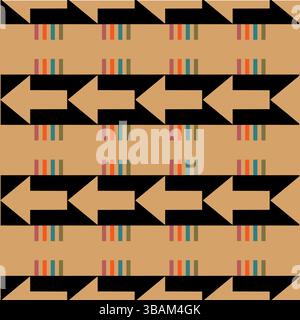 Abstract seamless colorful arrows pattern vector. Geometric tricolor arrow ethnic oriental artwork. Design for background, wallpaper, cloths, textiles Stock Vector