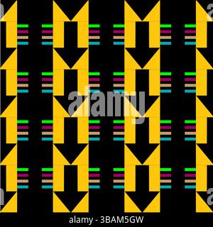 Abstract seamless colorful arrows pattern vector. Geometric tricolor arrow ethnic oriental artwork. Design for background, wallpaper, cloths, textiles Stock Vector