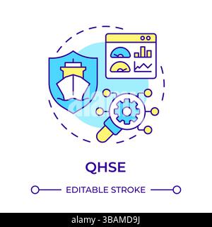 QHSE multi color concept icon Stock Vector