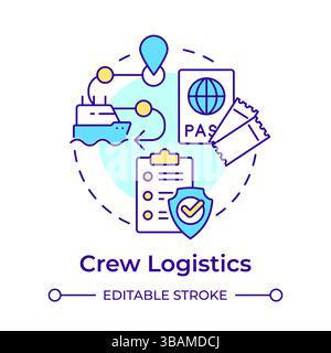 Crew logistics multi color concept icon Stock Vector