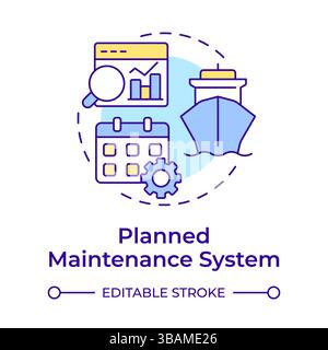 Planned maintenance system multi color concept icon Stock Vector