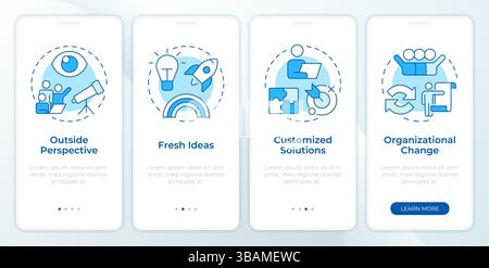 Business consulting blue onboarding mobile app screen Stock Vector