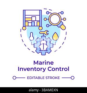 Marine inventory control multi color concept icon Stock Vector