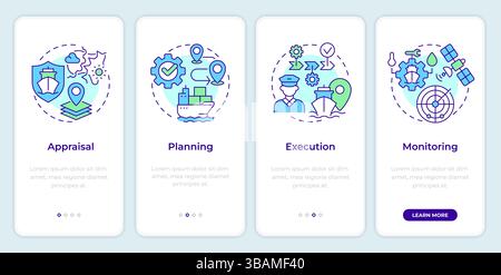 Stages of passage planning onboarding mobile app screen Stock Vector