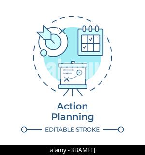 Action planning soft blue concept icon Stock Vector